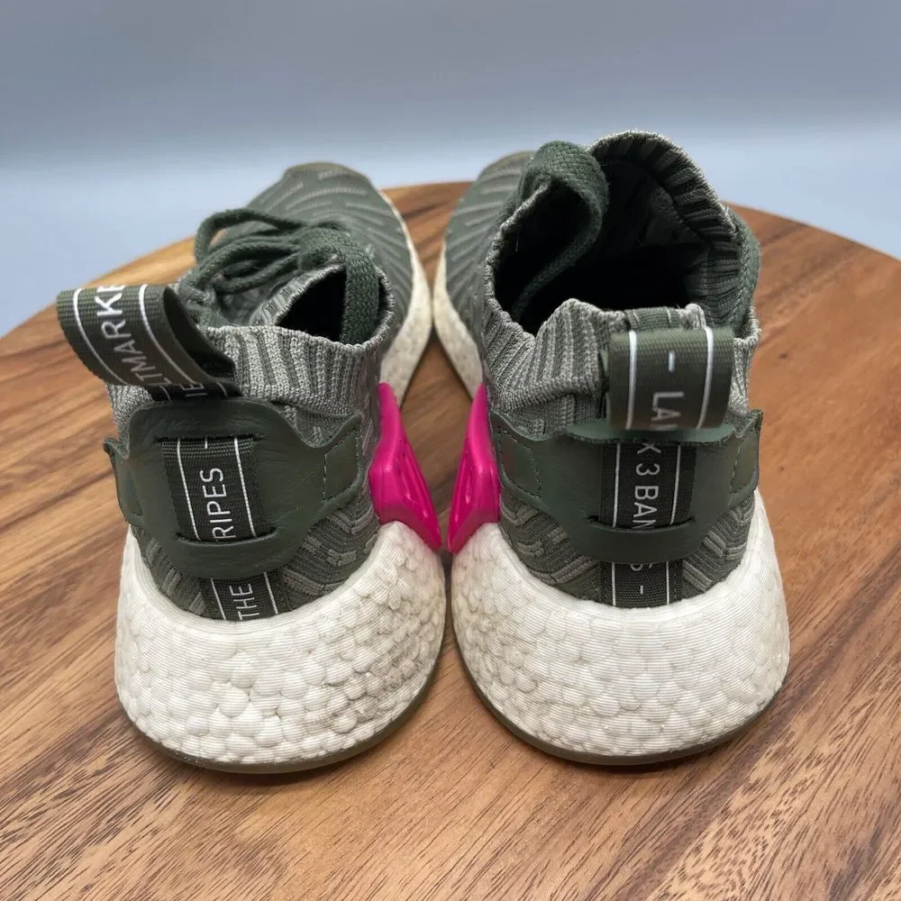 Adidas Womens NMD R2 PK Shoes Womens Size 7 Olive Road Running Trainers Comfort